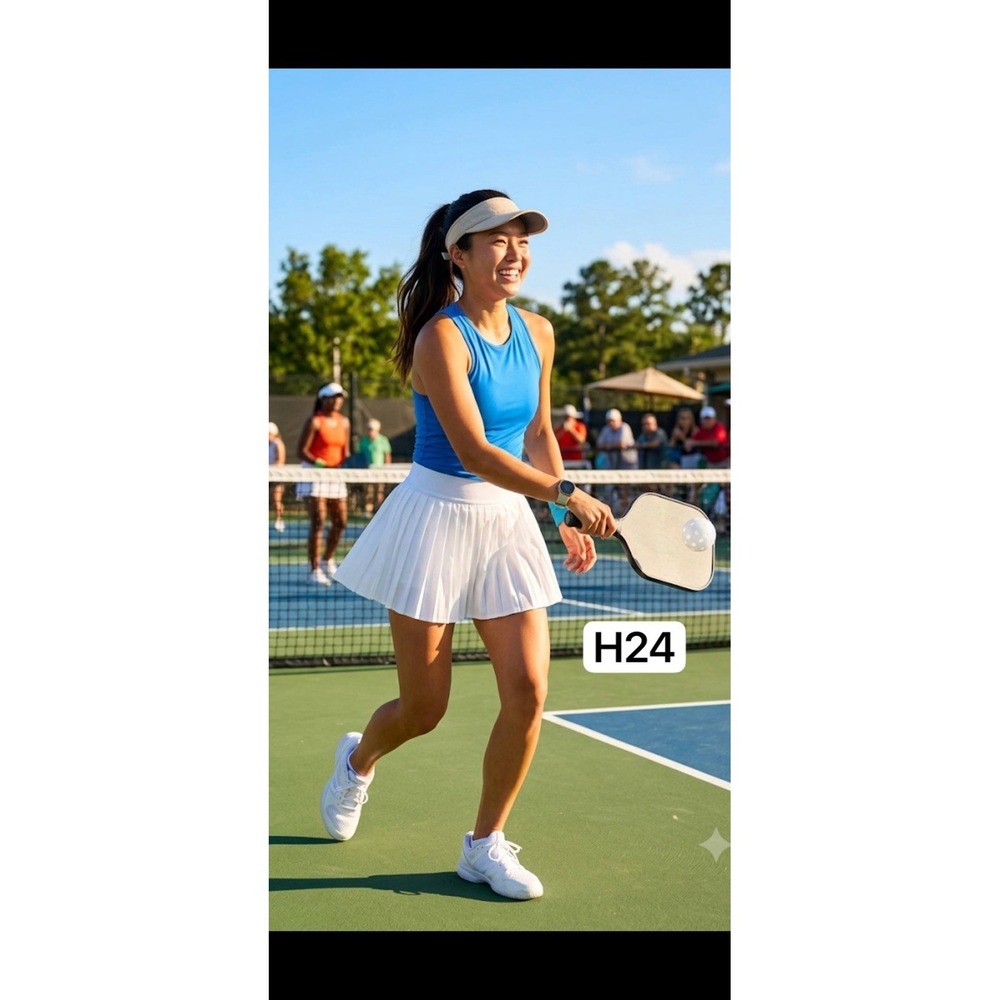 White Pleated Tennis Skirt High Rise Athleisure‎ Skort  Waistband Sz S Tennis